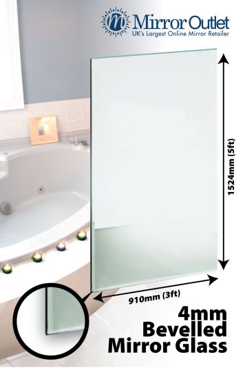 Large Bevelled Bathroom Mirror Glass 5ft x 3ft (152cm x 91cm)