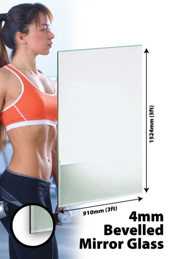 Circuitt 4mm Sheet Mirror Glass Bevelled 91 x 152 CM