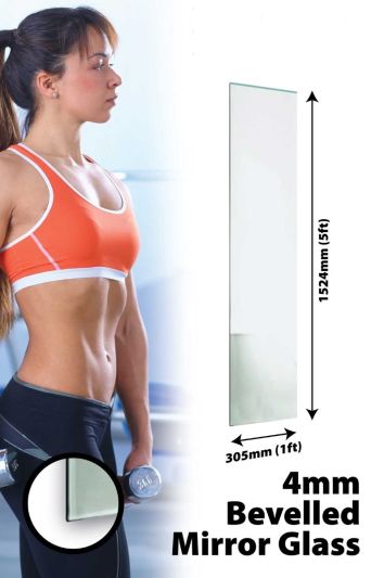 Circuitt Safety Backed 4mm Sheet Mirror Glass Bevelled 152 x 30 CM