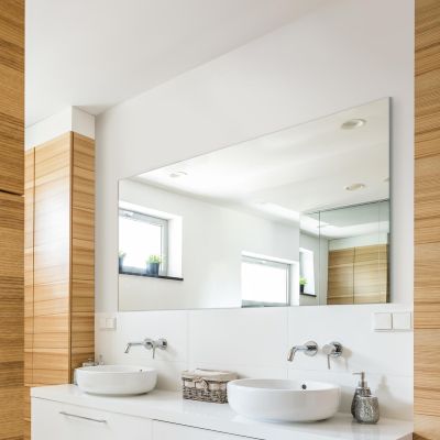 Circuitt 4mm Sheet Mirror Glass Polished Edges with 4 Holes 150 x 100cm Safety Backed