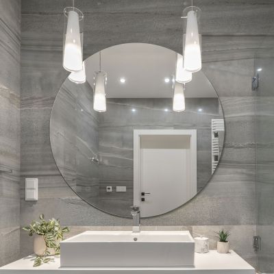 Circuitt 4mm Circular Sheet Mirror Glass Polished Edges with 2 Holes Safety Backed 80 x 80cm