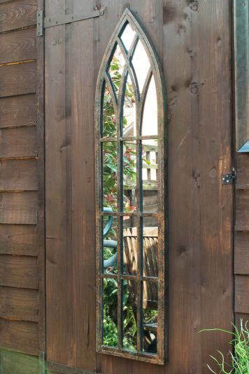 Dorset Rustic Frost Protected Metal Garden Mirror 100 x 24 CM