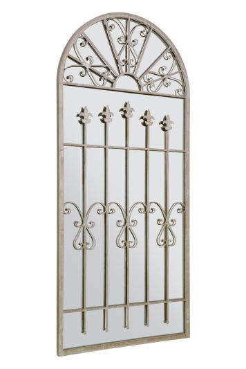 Somerley Gothic Arch Stone Coloured Large Garden Mirror 140 x 65 CM