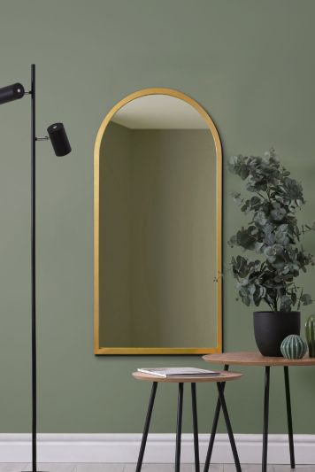 The Arcus - Gold Metal Framed Arched Wall Mirror 47" X 23.5" (120CM X 60CM)