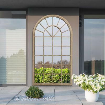 The Somerley - Large Country Arch Garden Mirror 71"x 40" (180x103cm) Sand Colour