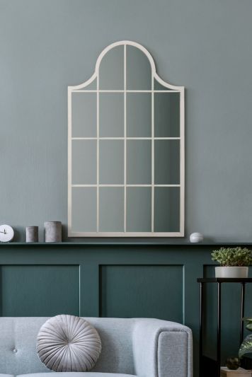 The Arcus - White Metal Framed Arched Wall Mirror 41" X 24" (104CM X 62CM)