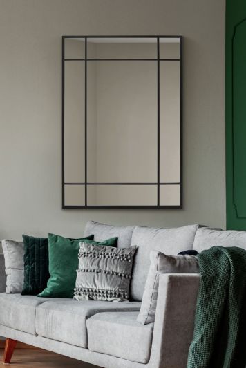 The Fenestra - Black Modern Contemporary Wall Mirror 39" X 27" (100CM X 70CM)