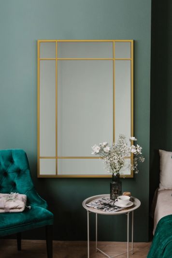 The Fenestra - Gold Modern Contemporary Wall Mirror 39" X 27" (100CM X 70CM)