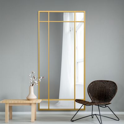 The Fenestra - Gold Contemporary Wall and Leaner Mirror 71" X 33" (180 x 85CM)