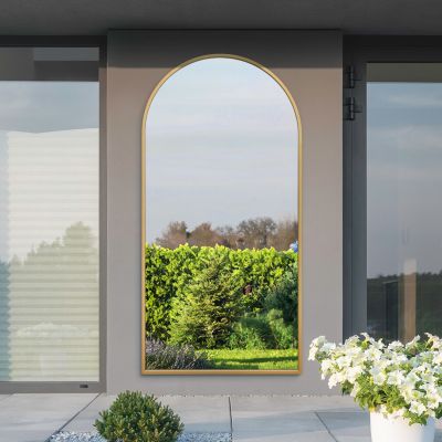 The Arcus - Gold Framed Arched Leaner/Wall Garden Mirror 79" x 39" (200x100CM)