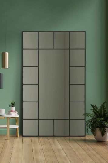 The Fenestra - Black Modern Wall and Leaner Mirror 79" X 47" (200 x 120CM)