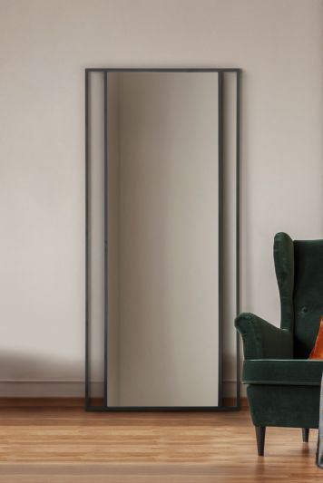 The Fenestra - Black Modern Wall and Leaner Mirror 79" X 35" (200 x 90CM)