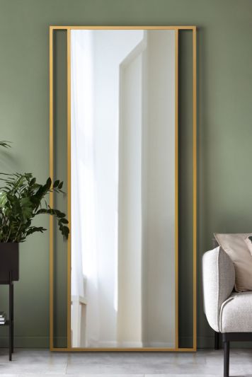 The Fenestra - Gold Modern Wall and Leaner Mirror 79" X 35" (200 x 90CM)