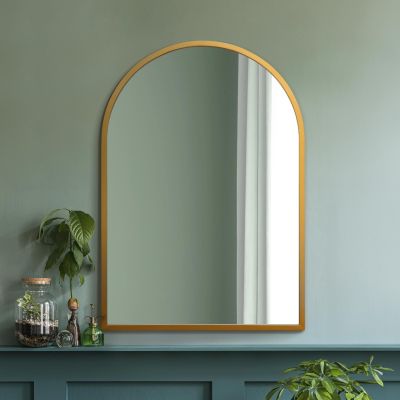 The Arcus - Gold Metal Framed Arched Wall Mirror 39" X 27" (100CM X 70CM). Suitable for Inside and Outside!