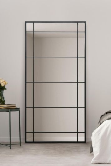 The Tabula - New Black Metal Framed Window Wall or Leaner Mirror 71" X 35" (180CM X 90CM)