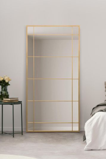 The Tabula - New Gold Metal Framed Window Wall or Leaner Mirror 71" X 35" (180CM X 90CM)