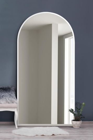 The Arcus - White Framed Arched Leaner/Wall Mirror 71" X 35" (180CM X 90CM)