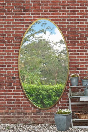 The Ovale - New Gold Metal Framed Oval Garden Wall Mirror 71" X 39" (180 x 100CM)
