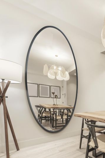 The Ovale - New Black Metal Framed Oval Wall Mirror 79" X 44" (200 x 112CM)