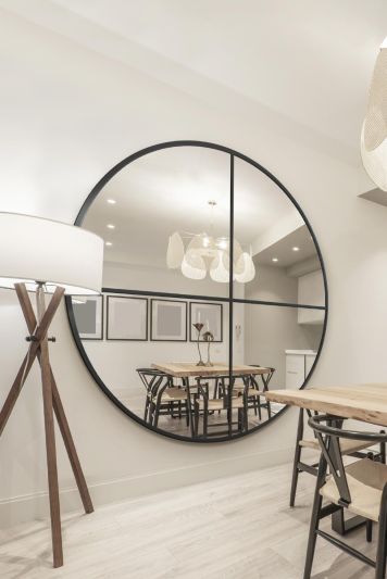 The Fenestra - New Black XL Circular Window Metal Wall and Leaner Mirror 71" X 71" (180 x 180CM)