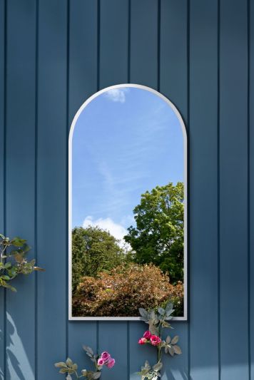 The Arcus - White Metal Framed Arched Leaner/Wall Garden Mirror 55" X 27.5" (140CM X 70CM)