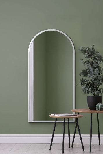 The Arcus - White Framed Arched Leaner/Wall Mirror 55" X 27.5" (140CM X 70CM)