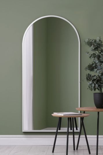 The Arcus - White Framed Arched Leaner/Wall Mirror 63" X 31" (160CM X 80CM)