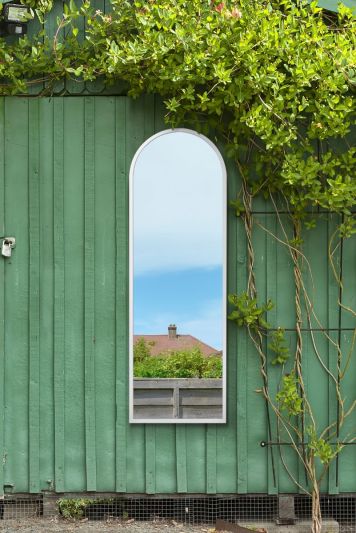 The Arcus - White Framed Arched Window Garden Mirror 63" X 21" (160x53CM)