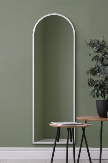 The Arcus - White Framed Arched Window Leaner/Wall Mirror 63" X 21" (160x53M)