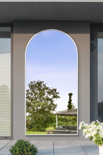 The Arcus - White Framed Arched Leaner/Wall Garden Mirror 79" x 39" (200x100CM)