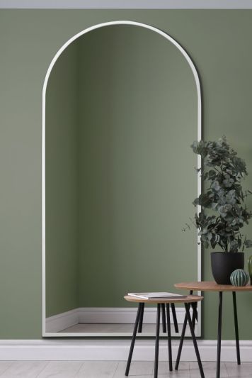 The Arcus - White Framed Arched Leaner/Wall Mirror 79" X 39" (200CM X 100CM)