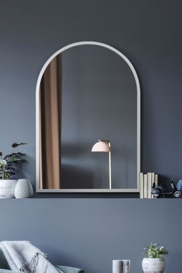 The Arcus - White Metal Framed Arched Wall Mirror 39" X 27" (100CM X 70CM). Suitable for Inside and Outside!