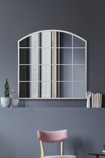 The Arcus - White Framed Arched Window Leaner/Wall Mirror 39" X 39" (100x100CM) Suitable for Inside and Outside!