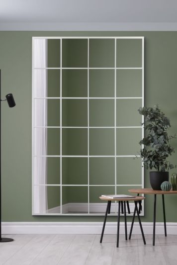 The Fenestra - White Modern Window Leaner / Wall Mirror 69" X 43" (174CM X 110CM)
