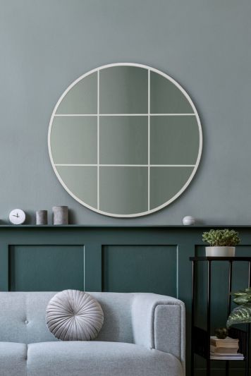 The Circulus - White Metal Framed Round Window Wall Mirror 31" X 31" (80x80CM)