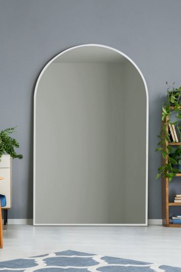 The Arcus - White Framed Arched Leaner/Wall Mirror 75" X 47" (190CM X 120CM)