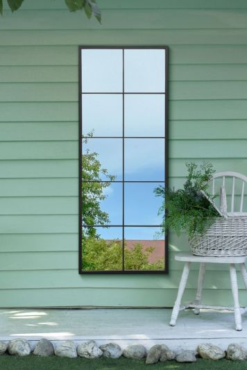 The Genestra - Black Modern Window Garden Wall Mirror 59 x 24" 150 x 60cm