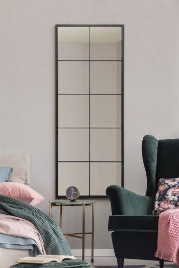 The Fenestra - Black Modern Window Leaner / Wall Mirror 59 x 24" 150 x 60cm