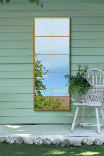 The Genestra - Gold Modern Window Garden Wall Mirror 59 x 24" 150 x 60cm