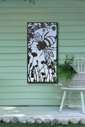 Kirkby Portrait Metal Bumblebee Silhouette Black Garden Mirror 118cm X 58cm