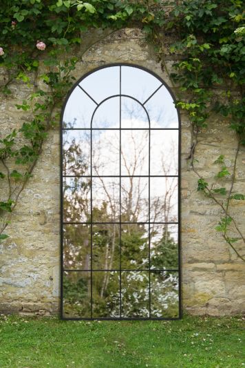 The Arcus - Black Framed Garden Arched Window Leaner/Wall Mirror 86.5" X 41.5" (220 x 105CM)