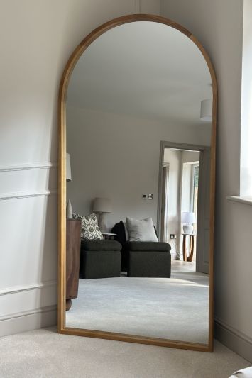 The Naturalis - Solid Oak Framed Arched Leaner / Wall Mirror 79" X 39" (200CM X 100CM) Scandinavian 'Scandi' Inspired.