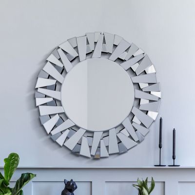 All Glass Modern Segmented Round Mirror 98 x 98 CM