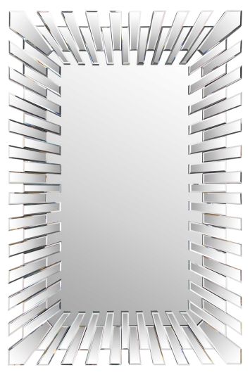 Welwyn All Glass Sunburst Design Rectangular Bathroom Mirror 120 x 80 CM