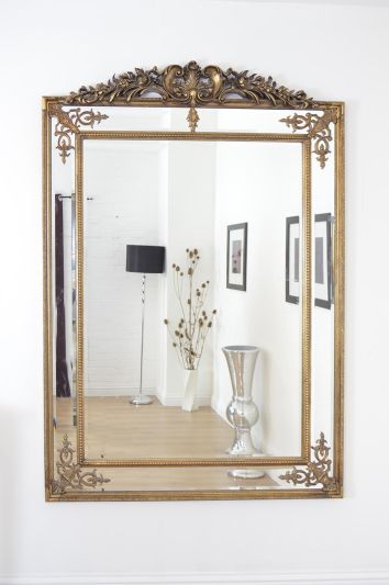 Hardy Gold Gilt Antique Crested All Glass Large Leaner Mirror 193 x 137cm