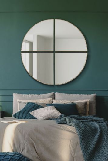 The Quadrants - New Gold XL Circular Metal Wall Mirror Made up of 4 Parts 54" X 54" (140 x 140CM)
