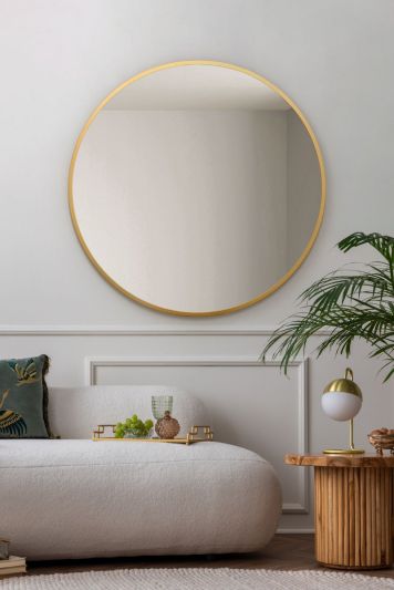 The Fenestra - Gold Edged Circular Modern Wall Mirror 35" (90CM) Diameter