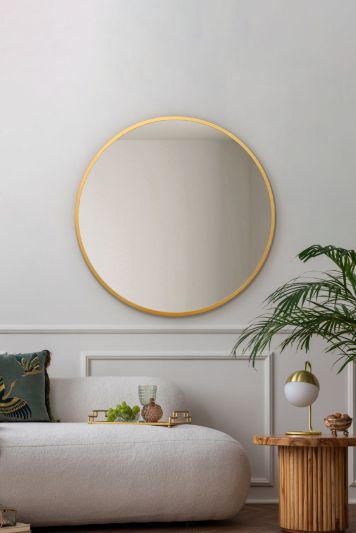 The Fenestra - Gold Edged Circular Modern Wall Mirror 31" (80CM) Diameter