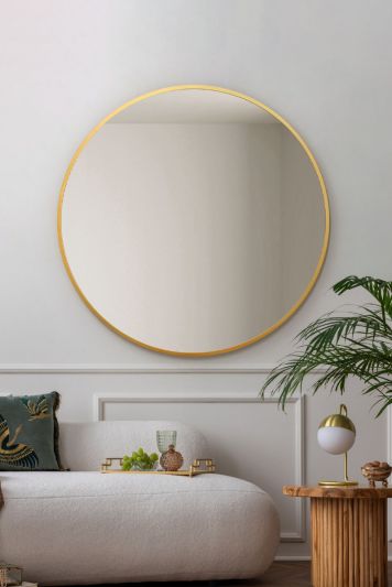 The Fenestra - Gold Edged Circular Modern Wall Mirror 39" (100CM) Diameter