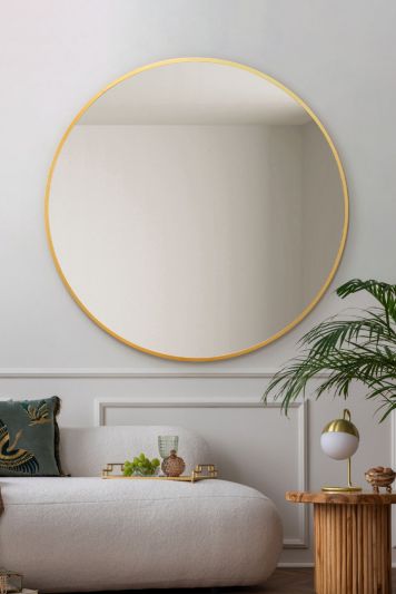 The Fenestra - Gold Edged Circular Modern Wall Mirror 47" (120CM) Diameter